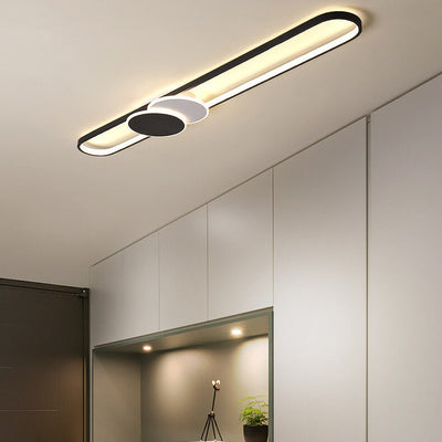 Minimalist Long Bar Double Circle Decorative Design LED Flush Mount Light