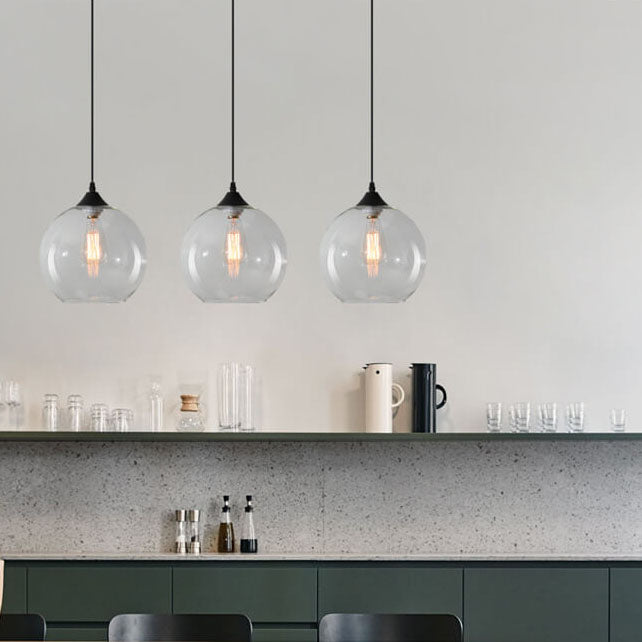 Lustre Suspendu Minimaliste Nordique en Verre Rond Teinté à 1 Lumière 