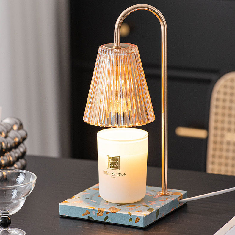 Contemporary Nordic Terrazzo Glass Shade 1-Light Melting Wax Table Lamp