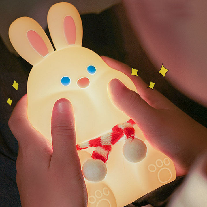 Contemporary Creative ABS PC Silicone Cartoon Rabbit Pat USB Rechargeable LED Night Light Table Lamp For Bedroom