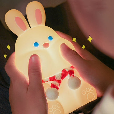 Creative Cartoon Rabbit Silicone Pat  USB LED Night Light Table Lamp