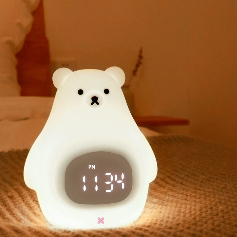 Cartoon Big White Bear Timer Alarm Clock LED Night Light