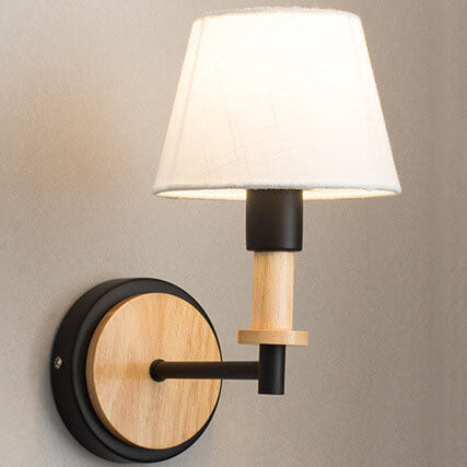 Modern Nordic Wooden Tubular 1-Light Wall Sconce Lamp