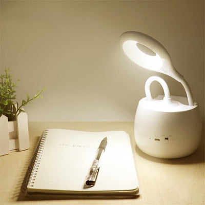 Creative Simplicity White LED Touch Rechargeable USB Pen Holder Desk Lamp