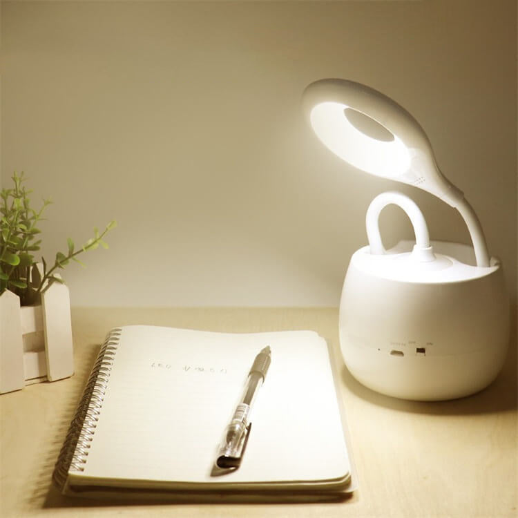 Creative Simplicity White LED Touch Rechargeable USB Pen Holder Desk Lamp