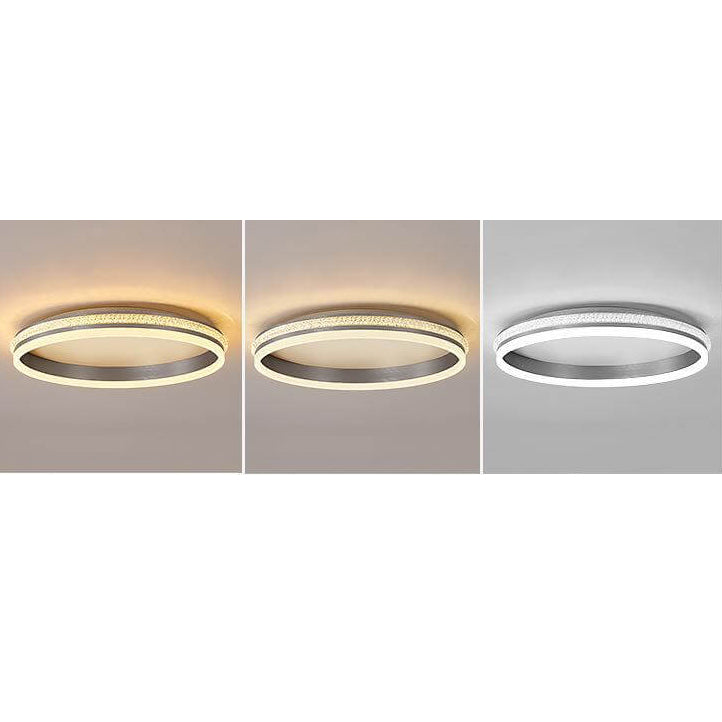 Modern Minimalist Aluminum Iron Acrylic Round Ring Brushed LED Flush Mount Ceiling Light For Living Room &amp; Bedroom