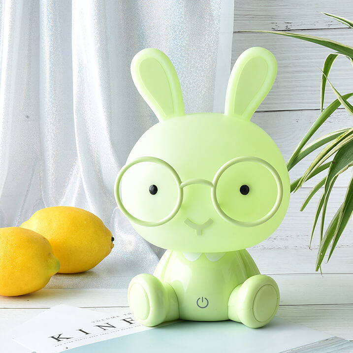 Lampe de table LED USB avec lumière de nuit, lapin créatif avec lunettes 