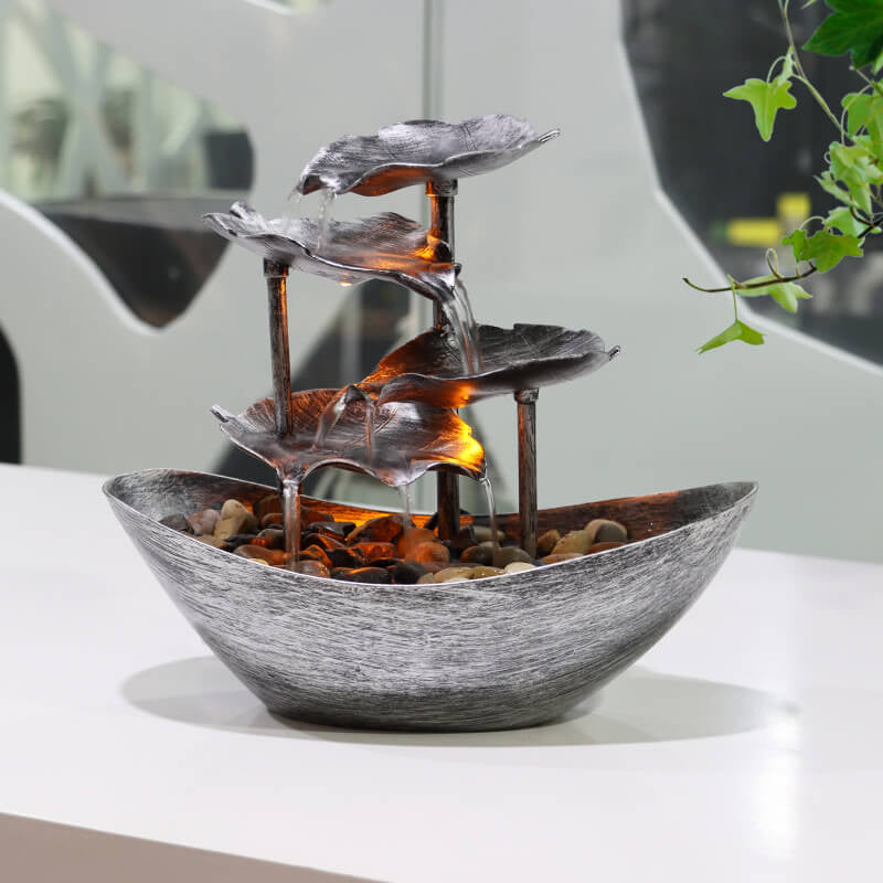 Kreative Lotusblatt Yuanbao Fließbrunnen LED Dekorative Tischlampe 