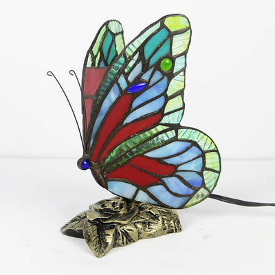 Tiffany Glass Butterfly Shape Night Light 1-Light Table Lamp