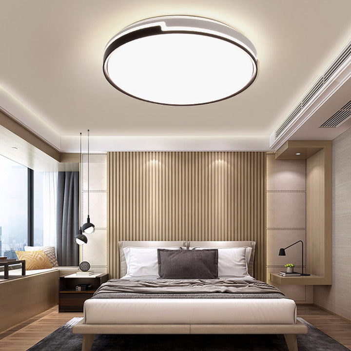 Plafonnier LED Rond Minimaliste Moderne avec Bord Noir et Blanc 