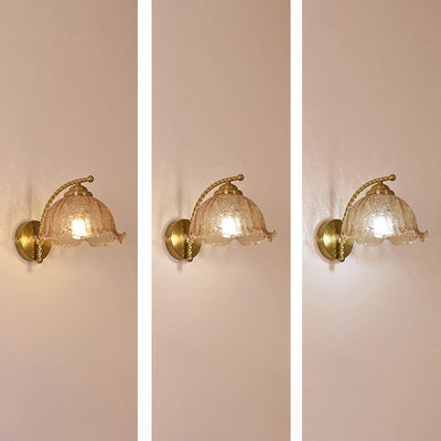 Traditional French Floral Hardware Glass 1-Light Wall Sconce Lamp For Bedroom