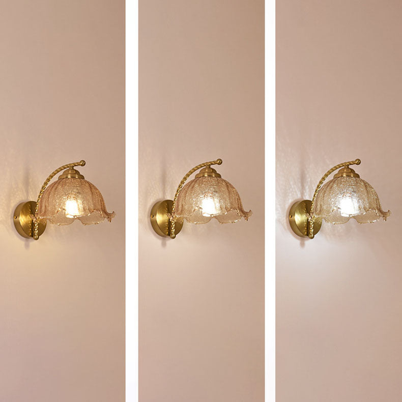 Traditional French Floral Hardware Glass 1-Light Wall Sconce Lamp For Bedroom