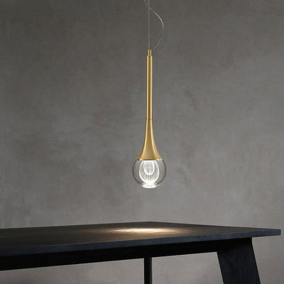 Modern Luxury Glass Teardrop Brass LED Pendant Light