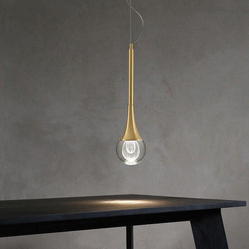 Moderne Luxus Glas Tropfen Messing LED Pendelleuchte 