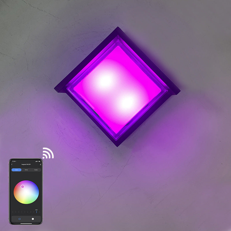 Intelligente Outdoor-Rhombus-Aluminium-LED-Wandleuchte mit App-Dimmung 