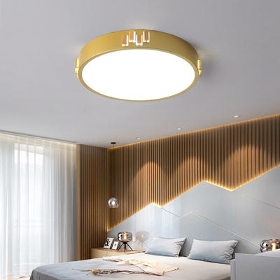 Nordic Simple Round Hollow Wood LED Flush Mount Ceiling Light