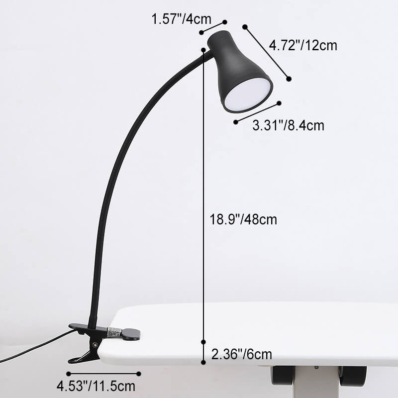 Lámpara de mesa LED de estudio con protección ocular USB negra moderna con clip 