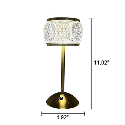 Nordic Minimalist Acrylic Drum Gold LED Rechargeable Touch Table Lamp