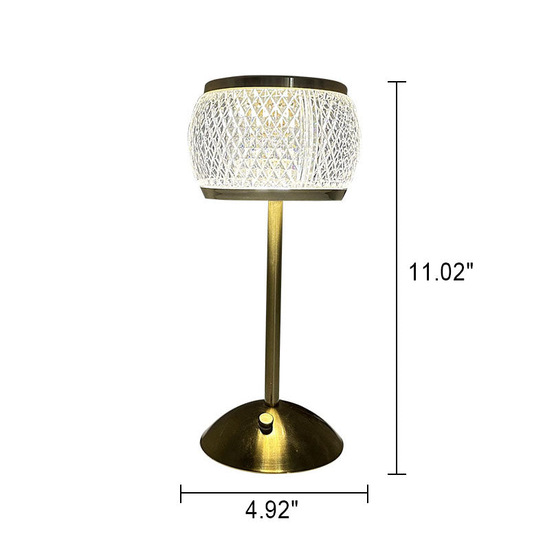 Nordic Minimalist Acrylic Drum Gold LED Rechargeable Touch Table Lamp