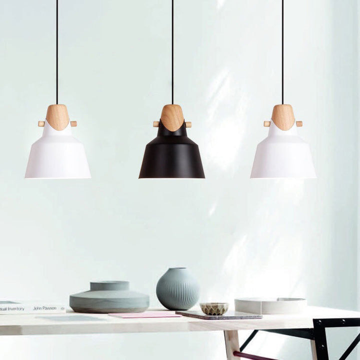 Suspension Luminaire 1-Lumière en Bois de Fer Couleur Unie Macaron Minimaliste Nordique 
