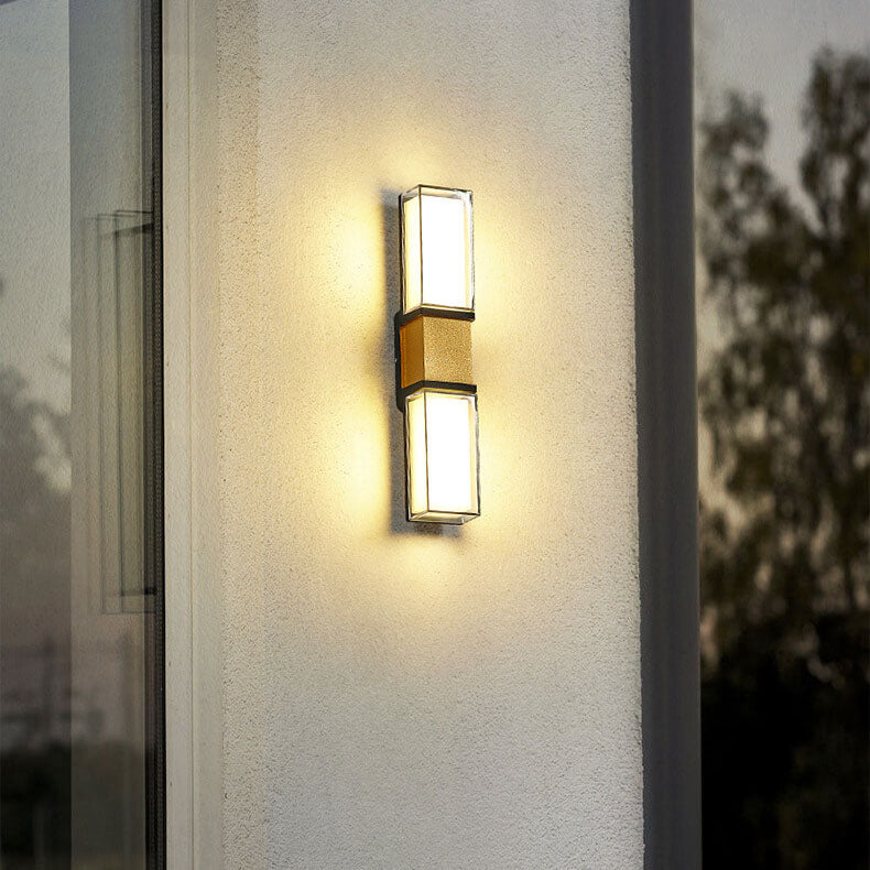 Applique Murale LED Rectangulaire en Aluminium avec Abat-Jour Acrylique Imperméable pour Extérieur 