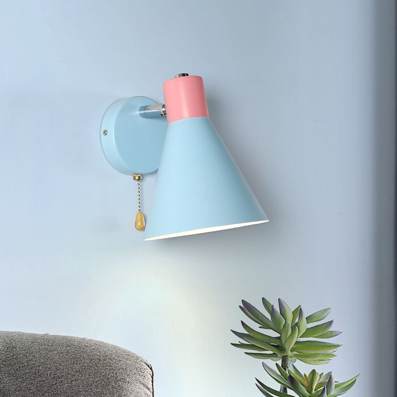 Nordic Simple Blue Cone Shade 1-Licht-Lesewandleuchte