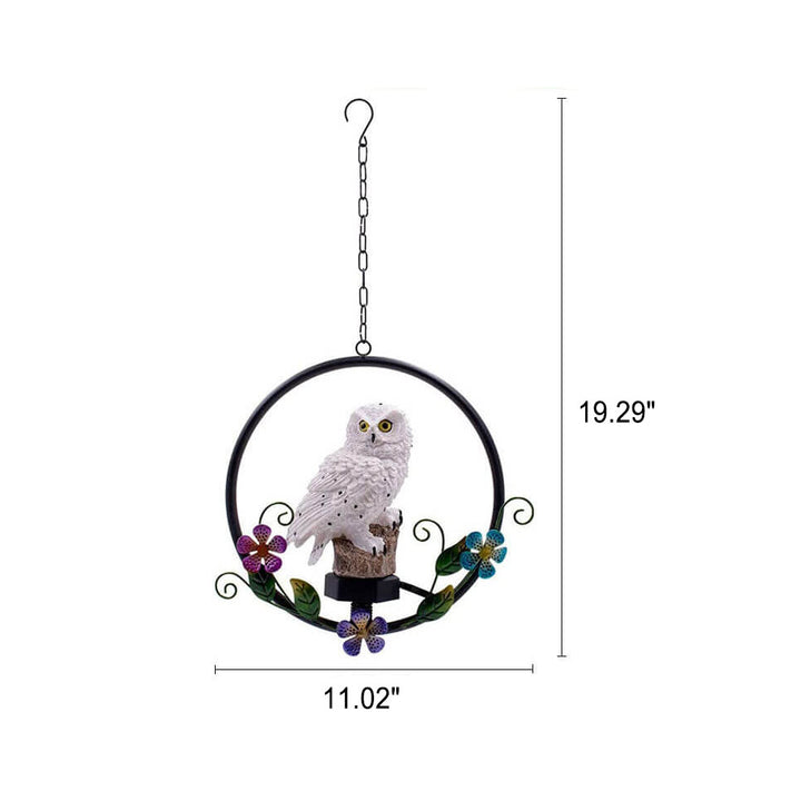 Lumière suspendue LED décorative de patio extérieur solaire en résine hibou créatif rétro européen 