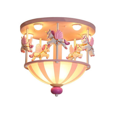 Cartoon Creative Carousel Flush Mount Ceiling Light