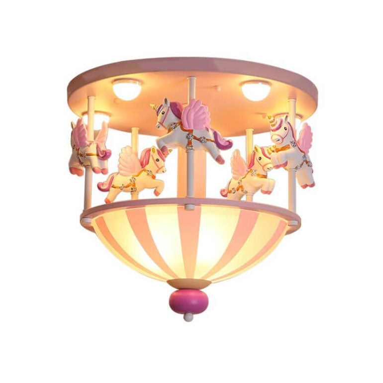 Cartoon Creative Carousel Flush Mount Ceiling Light