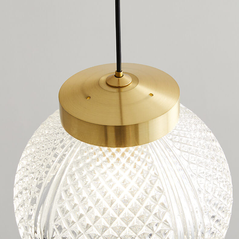 Modern Luxury Spherical Glass Brass 1-Light Pendant Light