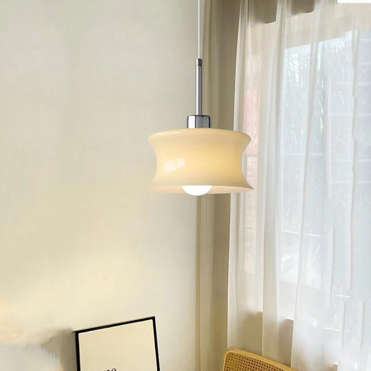 Lámpara colgante de 1 luz de vidrio de cilindro francés tradicional para dormitorio 