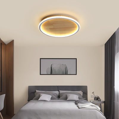 Nordische, minimalistische Rundholz-Kreis-LED-Deckenleuchte für die bündige Montage 