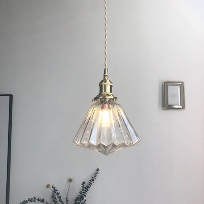 Modern Art Deco Brass Glass Diamond Shape 1-Light Pendant Light for Living Room