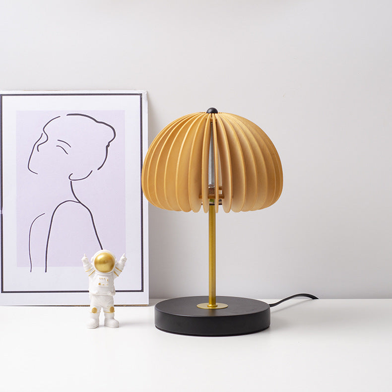 Lampe de Table LED avec Abat-Jour en Bois Zen Moderne 