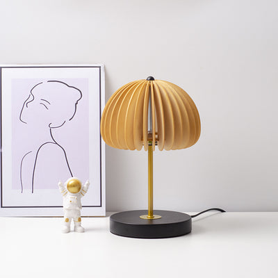 Modern Zen Wood Dome Shade LED Table Lamp