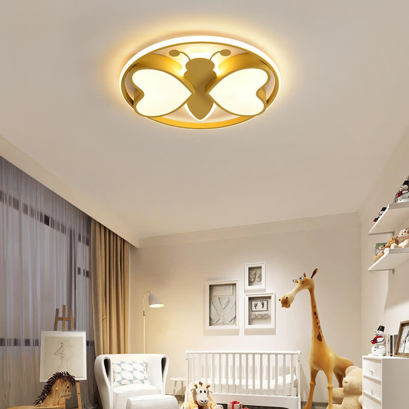 Creative Cartoon Butterfly Round LED  Flush Mount Ceiling Light