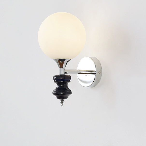 French Vintage Glass Ball Blue Chrome 1-Light Wall Sconce Lamp
