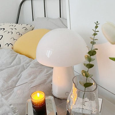 Contemporary Simplicity Iron Glass Mushroom Shape 1-Light Table Lamp For Study