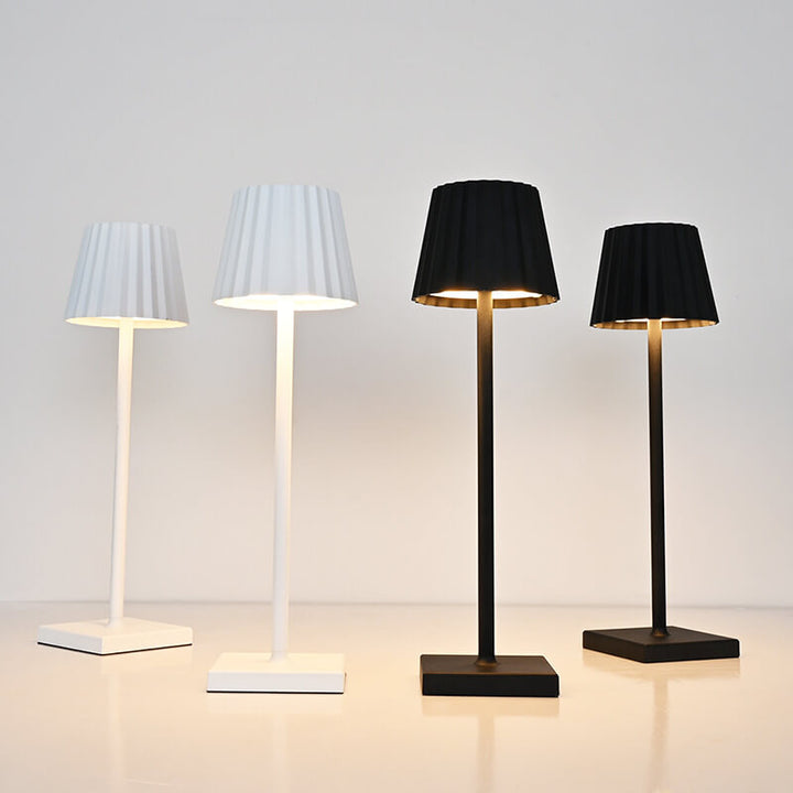 Modern Minimalist Aluminum Pleated Cone LED Touch USB Table Lamp For Study