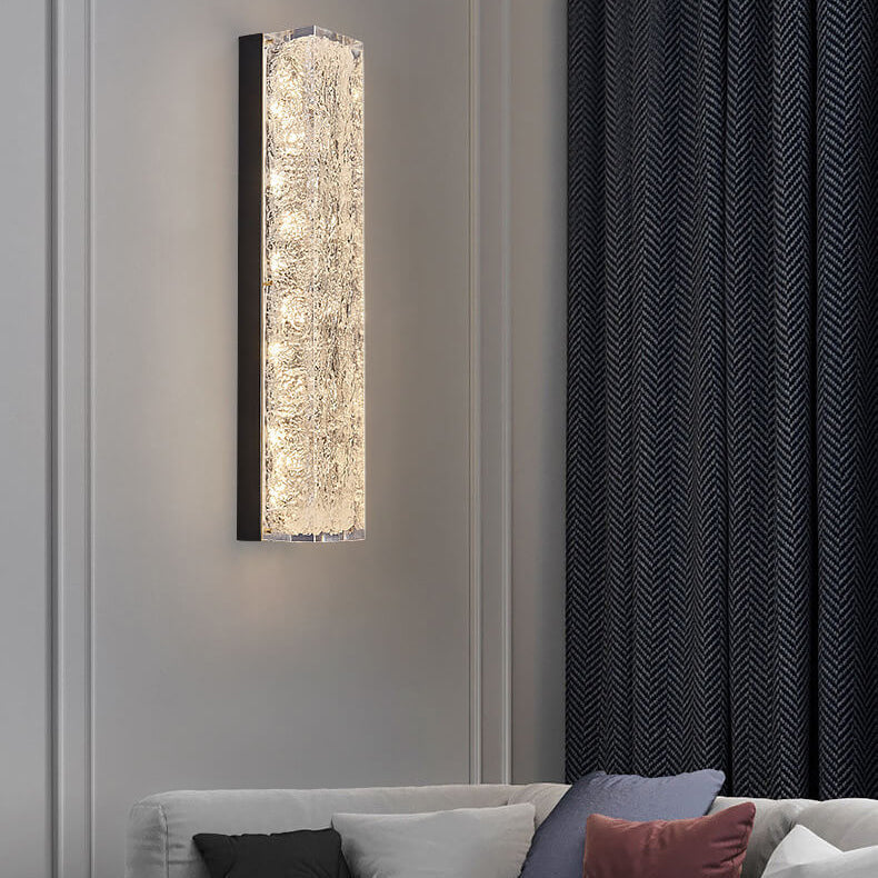 مصباح حائط LED مستطيل من الراتنج الشفاف والنحاس الفاخر الحديث 