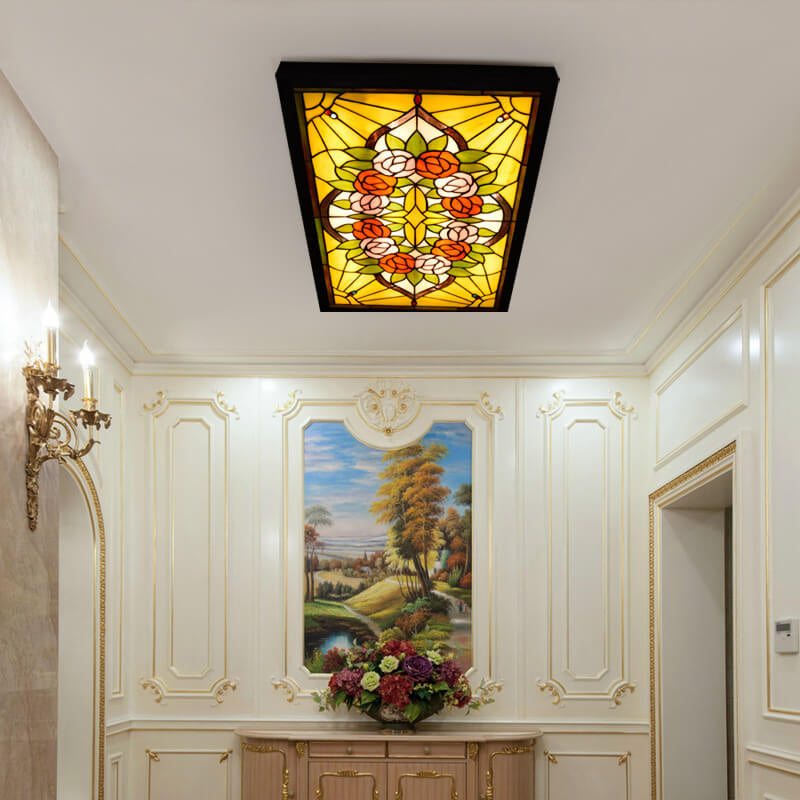 Tiffany Creative Pastorale Rose Motif Mural Design LED Applique Murale Lampe 