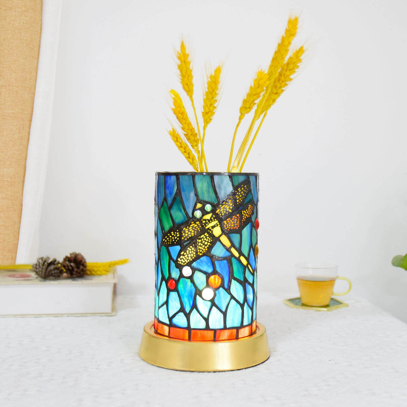 Lampe de table LED USB en fer et vitrail Tiffany de style européen 