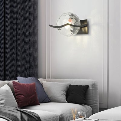 Modern Minimalist Glass Orb Iron Frame 1-Light Wall Sconce Lamp