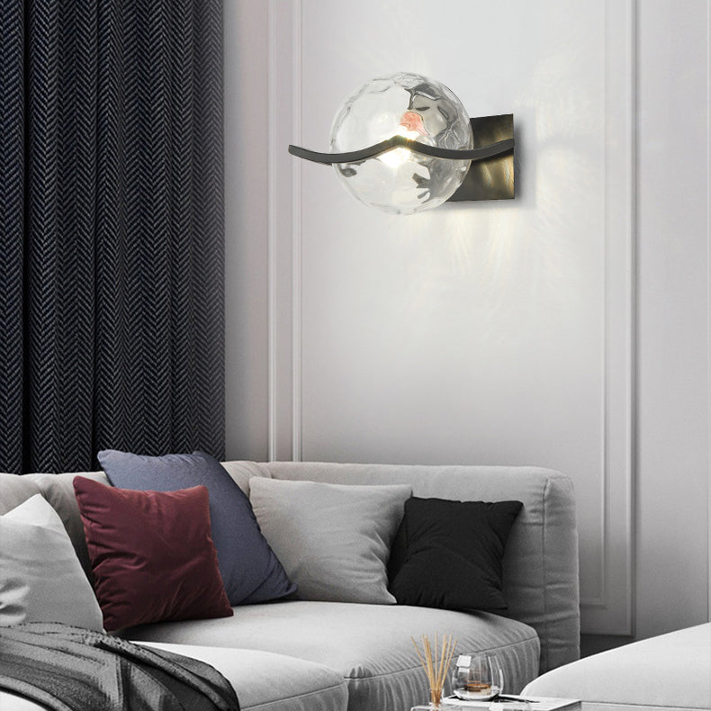Modern Minimalist Glass Orb Iron Frame 1-Light Wall Sconce Lamp