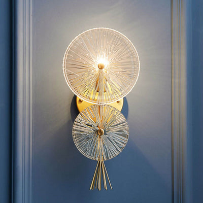 Moderne Luxus Doppelrunde LED-Wandleuchte aus Glas 