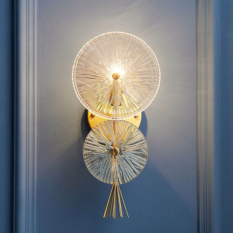 Moderne Luxus Doppelrunde LED-Wandleuchte aus Glas 