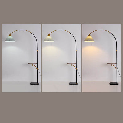 Nordic Pleated Marble Solid Wooden Shelf 1-Light Standing Floor Lamp