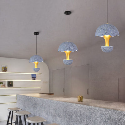 Moderne kreative runde Eierschalen-Hardware-Zement-LED-Pendelleuchte 