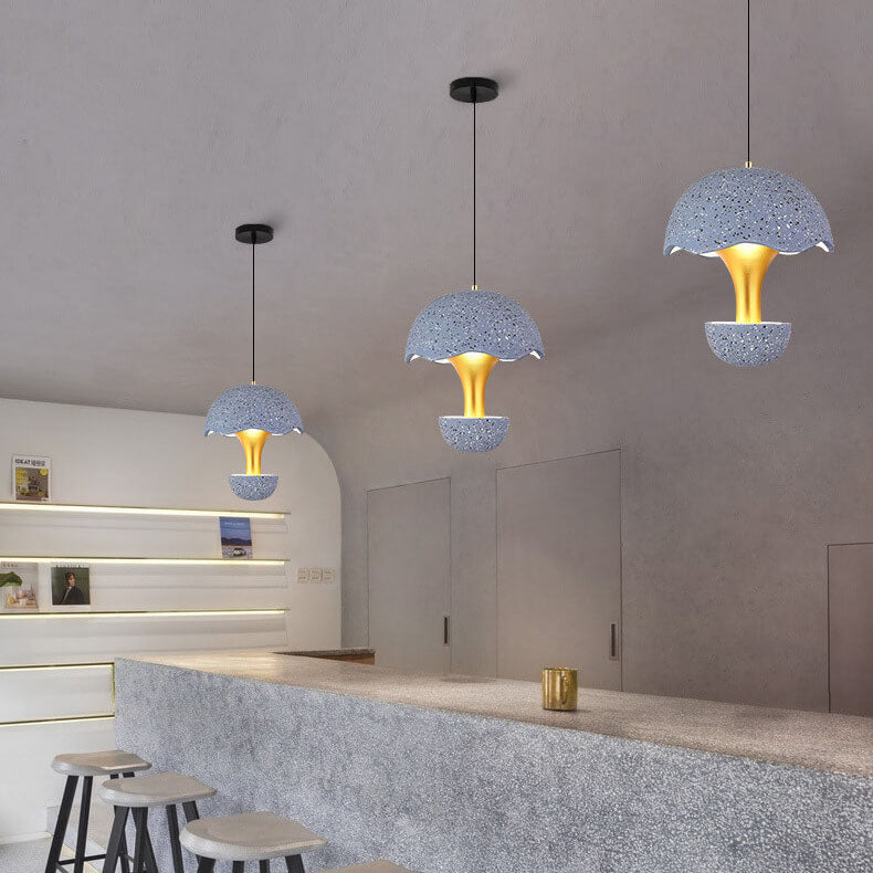 Moderne kreative runde Eierschalen-Hardware-Zement-LED-Pendelleuchte 