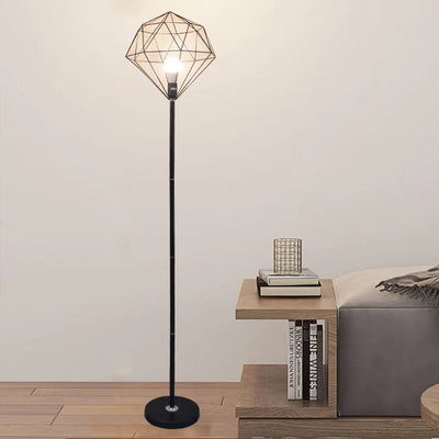 Contemporary Simplicity Iron Hollow Diamond Shape 1-Light Standing Floor Lamp For Study